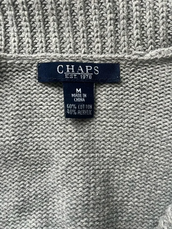 Chaps Light Gray Shawl-Collar Buttoned Cardigan - Picture 2 of 3